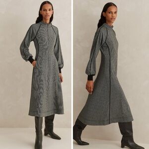 ME+EM Jacquard Fit & Flare Midi Dress